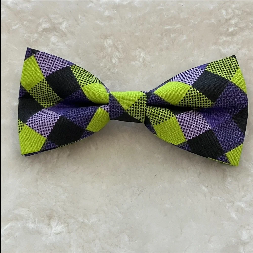 Pet Bowtie Green, Purple, & Black Plaid